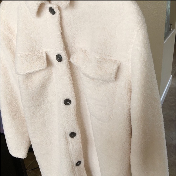 Banana Republic Ivory Sherpa Trucker Jacket US M - Picture 10 of 11